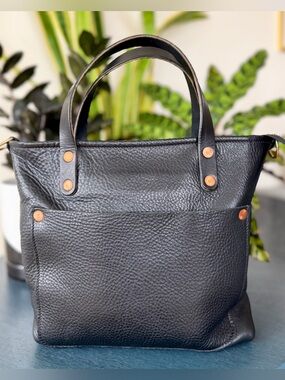 KMM & Co. Black Cypress Leather Mini Travel Tote Bag